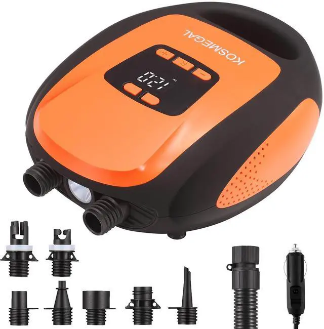 Main image of Paddle Board Pump Electric Portable, KOSMEGAL SUP Pump for Paddleboard, Professional 20PSI Air Compressor with Auto-Off, Deflation Function and 12V DC Car Connector for Inflatables, Kayaks and Boats