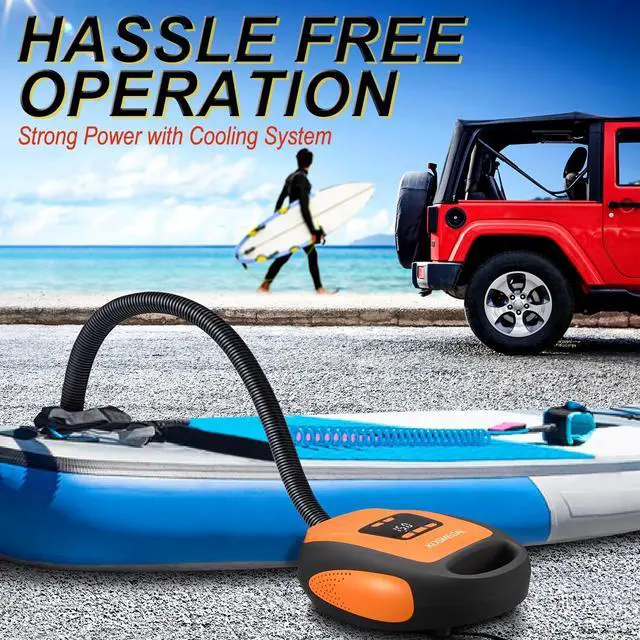 Alt view image 2 of 7 - Paddle Board Pump Electric Portable, KOSMEGAL SUP Pump for Paddleboard, Professional 20PSI Air Compressor with Auto-Off, Deflation Function and 12V DC Car Connector for Inflatables, Kayaks and Boats