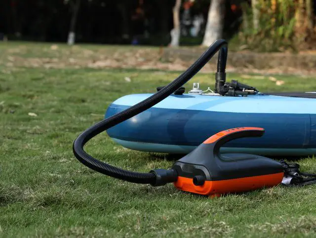 Alt view image 6 of 7 - 20PSI High Pressure SUP Electric Air Pump,Dual Stage Inflation Paddle Board Pump for Inflatable Stand Up Paddle Boards, Boats,Kayak,12V DC Car Connector
