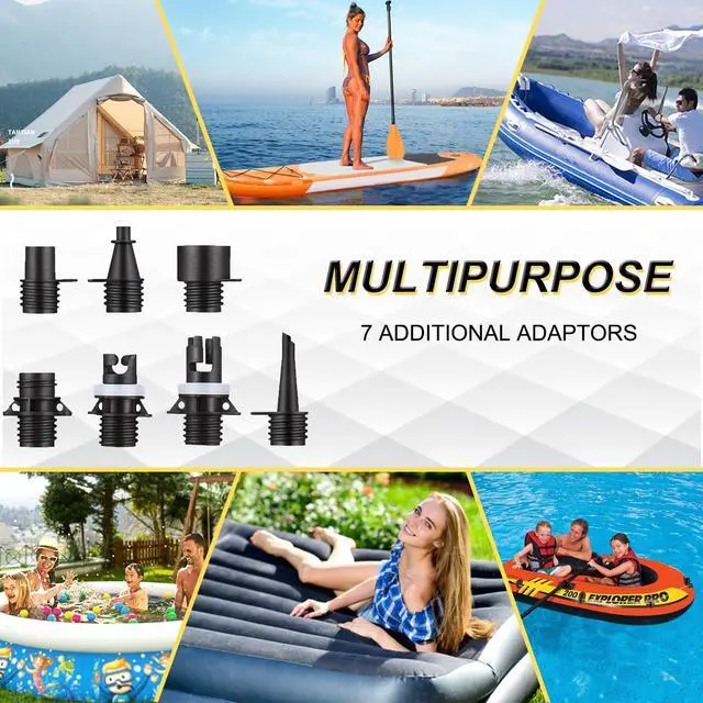 Alt view image 6 of 7 - Paddle Board Pump Electric Portable, KOSMEGAL SUP Pump for Paddleboard, Professional 20PSI Air Compressor with Auto-Off, Deflation Function and 12V DC Car Connector for Inflatables, Kayaks and Boats