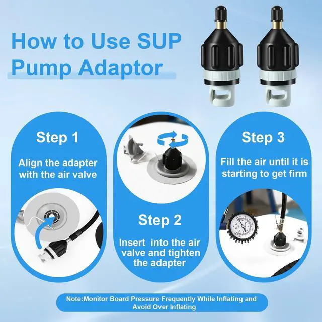 Alt view image 4 of 7 - 2Pcs Inflatable Boat SUP Pump Adapter, Premium Conventional Air Adapter, Sturdy SUP Air Adapter,Quickly Inflation and Strong Sealing Pump Adapter, for Inflatable Boat, Paddleboard and Kayak