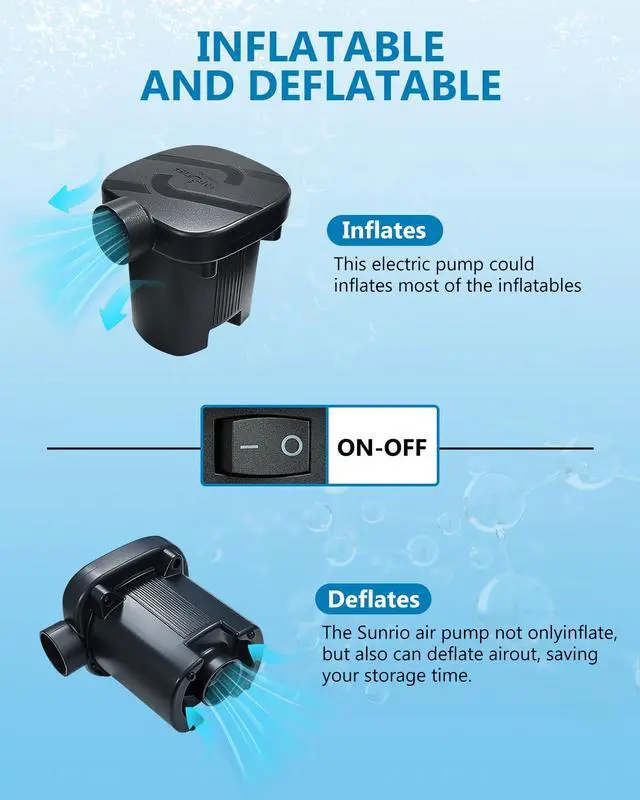 Alt view image 6 of 7 - Air Pump for inflatables 110-120V Air Mattress Pump Fast Electric Inflator Deflator Pump with 3 Nozzles for Pool Floats Raft Air Bed