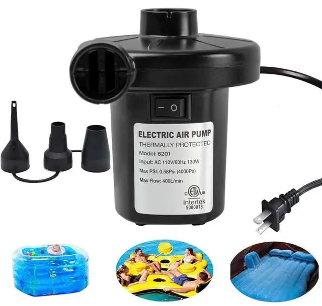 Main image of Electric Air Pump for Inflatables Air Mattress Pump Bed Pool Toy Raft Boat Quick Pump Black (AC Pump(130W))