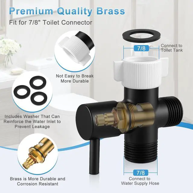 Alt view image 2 of 7 - Handheld Toilet Bidet Sprayer, Water Pressure Adjustable Sprayer with Hose and 7/8 "T-Valve, Jet Spray and Soft Spray, for Toilet, Bidet, Shower etc., Stainless Steel, Black