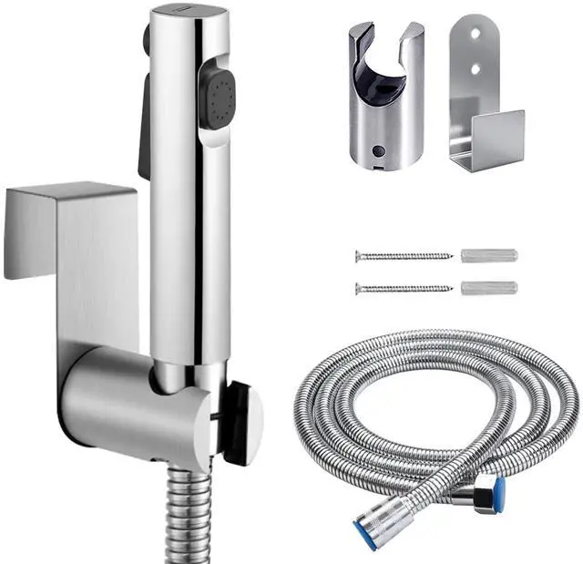 Main image of Bidet Hand Held Shower Set Dual Jet Mode Nozzle ABS Plastic Baby Cloth Diaper Spray Set with Faucet Dispenser Spring Hose Wall Mount Bracket
