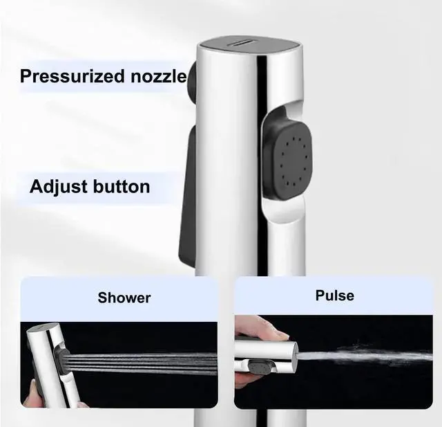 Alt view image 4 of 7 - Bidet Hand Held Shower Set Dual Jet Mode Nozzle ABS Plastic Baby Cloth Diaper Spray Set with Faucet Dispenser Spring Hose Wall Mount Bracket