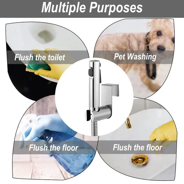 Alt view image 3 of 7 - Bidet Hand Held Shower Set Dual Jet Mode Nozzle ABS Plastic Baby Cloth Diaper Spray Set with Faucet Dispenser Spring Hose Wall Mount Bracket