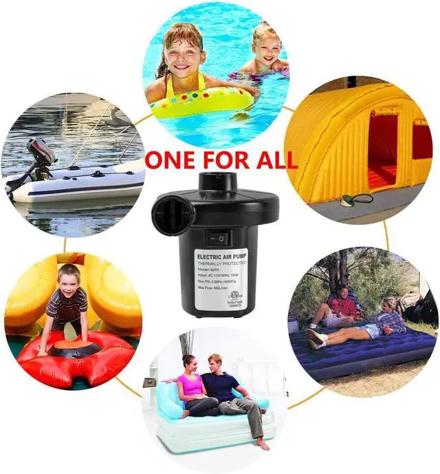Alt view image 7 of 7 - Electric Air Pump for Inflatables Air Mattress Pump Bed Pool Toy Raft Boat Quick Pump Black (AC Pump(130W))
