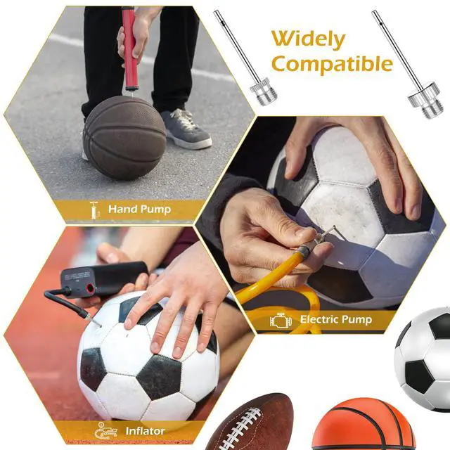 Alt view image 5 of 7 - Ball Pump Needles, Unbreakable Air Pump Needles Compatible with Hand and Electric Pump, Sports Ball Air Pump Needles, Tire Valve Caps, Presta to Schrader Valve Adapters, Balloon Inflation Nozzles Kit