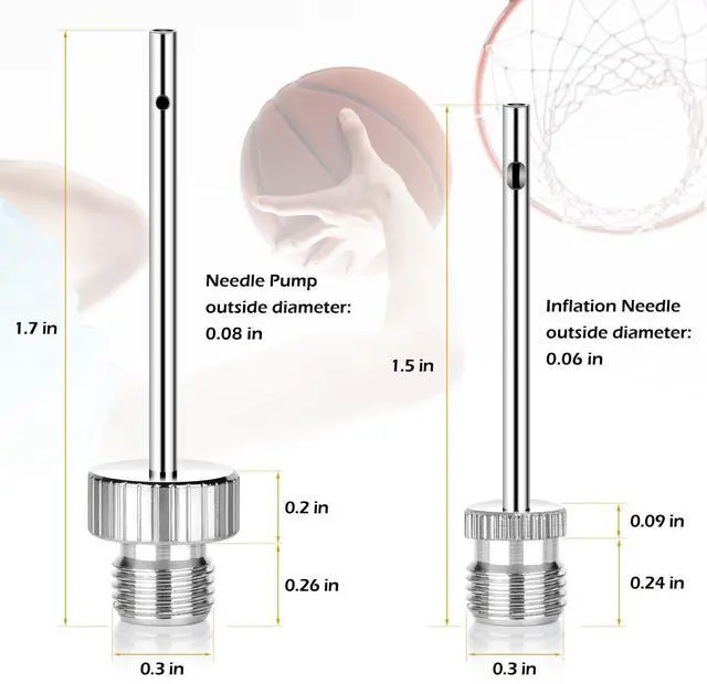 Alt view image 2 of 7 - Ball Pump Needles, Unbreakable Air Pump Needles Compatible with Hand and Electric Pump, Sports Ball Air Pump Needles, Tire Valve Caps, Presta to Schrader Valve Adapters, Balloon Inflation Nozzles Kit