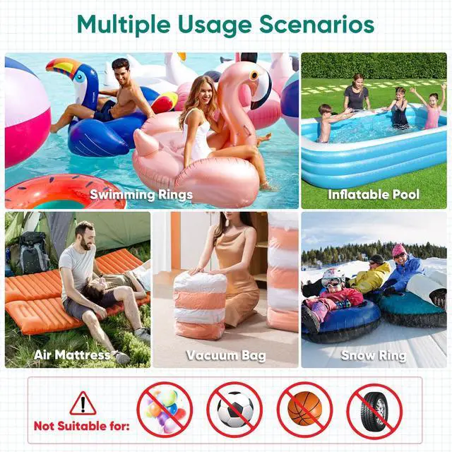 Alt view image 3 of 7 - Electric Air Pump for Inflatable Pool Toys - High Power Quick-Fill Air Mattress Inflator Deflator Pump for Pool Float Raft Gymnastics Track Mat, Portable Air Pump 4 Nozzles AC 110-120V (400W)