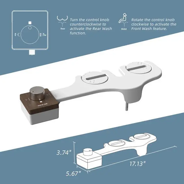 Alt view image 2 of 7 - Bidet Attachment for Toilet, Non-Electric Cold Water Bidet Sprayer with Retractable Nozzle & Self-Cleaning, Adjustable Water Pressure, 1/2'', 3/8'' Hose Fit for Standard Toilets