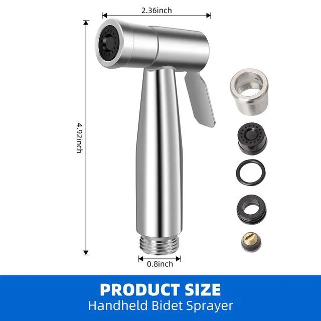 Alt view image 2 of 6 - Toilet Bidet Sprayer Head, Durable Stainless Steel Hand Held Shower Bidet, Adjustable Water Pressure Bidet Sprayer, Suitable for Pet Shower