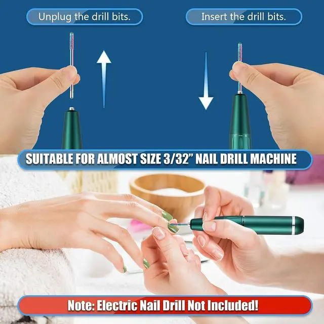 Alt view image 3 of 6 - 21pcs Nail Drill Bits Sets, 3/32 Inch Cuticle Electric Nail File and Ceramic Acrylic Gel Nail Bit Kit, Acrylic Nail Art Tools, Carbide Remover Bits for Manicure Pedicure, Home Salon