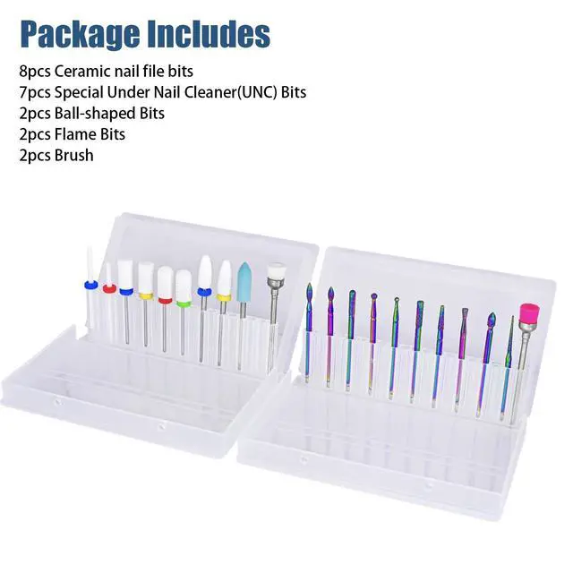 Alt view image 6 of 6 - 21pcs Nail Drill Bits Sets, 3/32 Inch Cuticle Electric Nail File and Ceramic Acrylic Gel Nail Bit Kit, Acrylic Nail Art Tools, Carbide Remover Bits for Manicure Pedicure, Home Salon