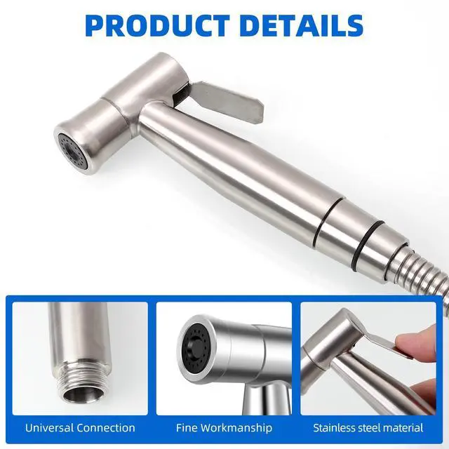Alt view image 3 of 6 - Toilet Bidet Sprayer Head, Durable Stainless Steel Hand Held Shower Bidet, Adjustable Water Pressure Bidet Sprayer, Suitable for Pet Shower