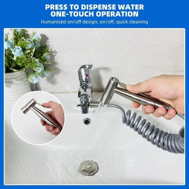 Alt view image 6 of 6 - Toilet Bidet Sprayer Head, Durable Stainless Steel Hand Held Shower Bidet, Adjustable Water Pressure Bidet Sprayer, Suitable for Pet Shower