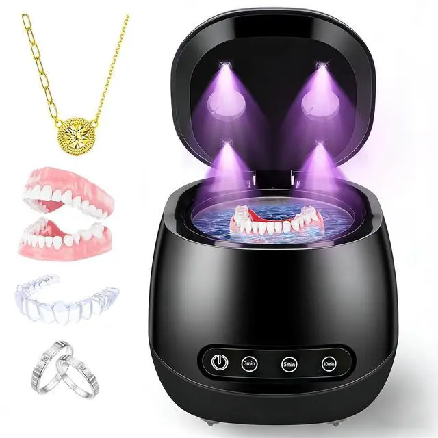 Main image of Ultrasonic Cleaner, 45kHz Ultrasonic Retainer Cleaner Machine with Three Modes, Toothbrush, Jewelry, Rings and More, Black