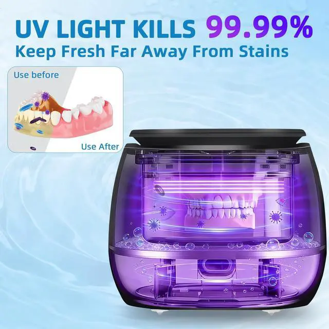 Alt view image 4 of 7 - Ultrasonic Cleaner, 45kHz Ultrasonic Retainer Cleaner Machine with Three Modes, Toothbrush, Jewelry, Rings and More, Black