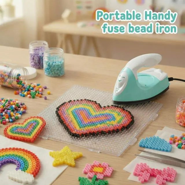 Alt view image 4 of 7 - Mini Craft Iron Mini Heat Press Small Iron 3.93 x 2.36 x 2.76 in Portable Handy Tiny Flatiron with Charging Base Accessory for Fuse Bead Patch DIY Heat Transfer Vinyl(Mint Green)
