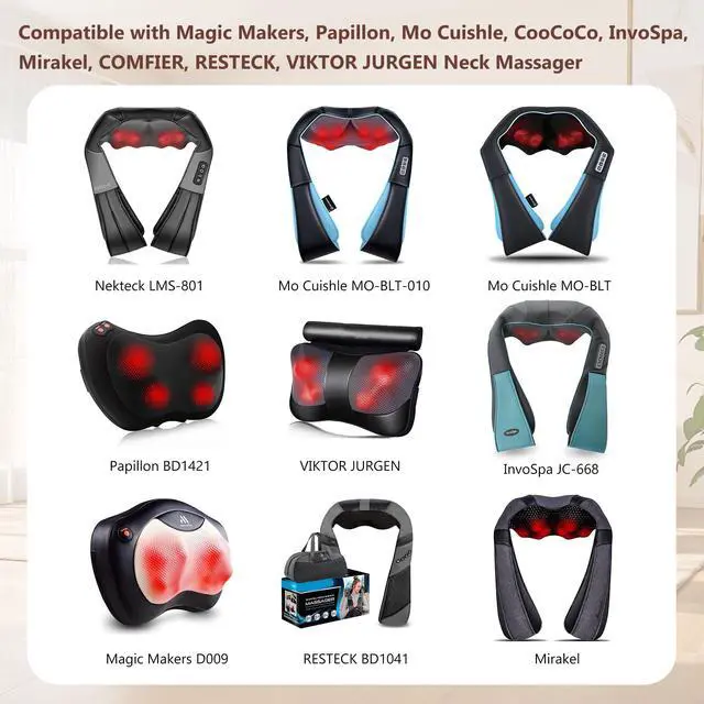 Alt view image 2 of 7 - 12V for Nekteck Neck Massager Charger for Zyllion Shiatsu Back and Neck Massager, Compatible with Nekteck LMS-801/RESTECK/Vellax/Medcursor/Mirakel/InvoSpa Shiatsu/Papillon/Mo Cuishle/Viktor Jurgen,9ft