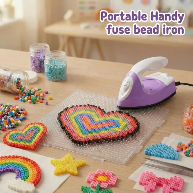 Alt view image 6 of 7 - Mini Craft Iron Mini Heat Press Small Iron 3.93 x 2.36 x 2.76 in Portable Handy Tiny Flatiron with Charging Base Accessory for Fuse Bead Patch DIY Heat Transfer Vinyl(Purple)