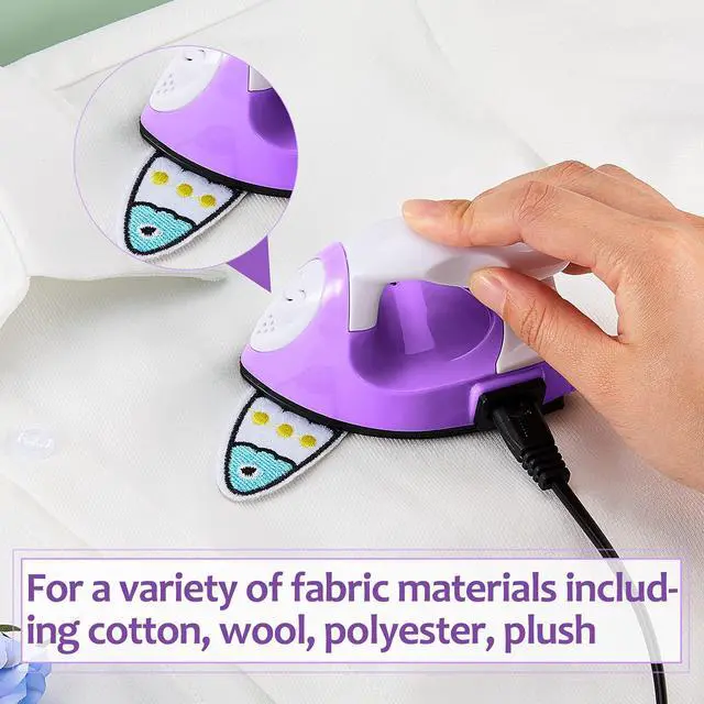 Alt view image 7 of 7 - Mini Craft Iron Mini Heat Press Small Iron 3.93 x 2.36 x 2.76 in Portable Handy Tiny Flatiron with Charging Base Accessory for Fuse Bead Patch DIY Heat Transfer Vinyl(Purple)