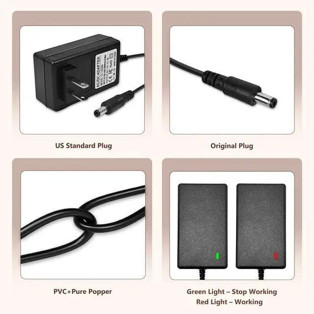 Alt view image 5 of 7 - 12V for Nekteck Neck Massager Charger for Zyllion Shiatsu Back and Neck Massager, Compatible with Nekteck LMS-801/RESTECK/Vellax/Medcursor/Mirakel/InvoSpa Shiatsu/Papillon/Mo Cuishle/Viktor Jurgen,9ft