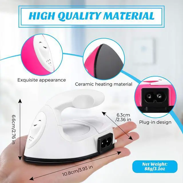Alt view image 2 of 7 - 2 Pieces Mini Craft Iron Travel Portable Flat Irons Mini Heat Press Iron with Charging Base Accessories for Beads Patch Clothes T Shirts Shoes Clothes and Hats