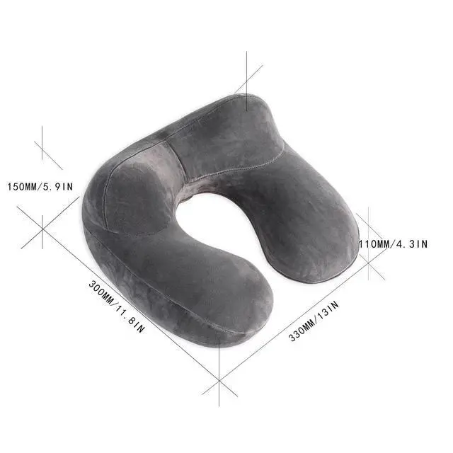 Alt view image 6 of 7 - Inflatable Travel Pillow, Neck Pillow Support for Traveling, Airplanes, Cars, and Offices with Compact Carrying Bag, Soft Velvet Washable Cover, Ideal for Adult Sleepers (Grey)