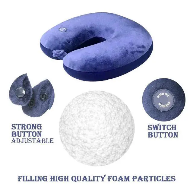 Alt view image 2 of 5 - Vibrating Neck Pillow Massage Therapy for Traveling Home Rest Portable Neck Pillows for Pain Relief Best Gift for Parents, Deep Blue