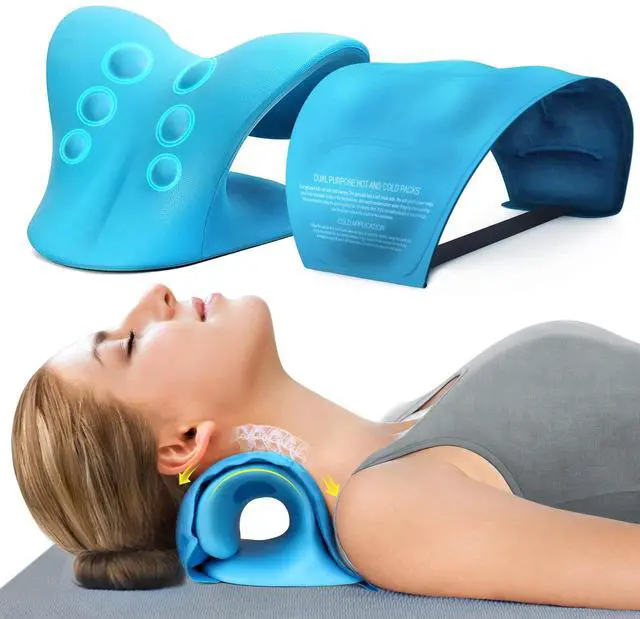 Main image of Neck Stretcher & Gel Pack for Pain Relief, Cervical Traction Device Pillow with Hot Cold Compress, Reusable Ice Pack Wrap for Neck, Shoulder, Knee, Back, Hand Injuries, Swelling, Bruises, Sprains