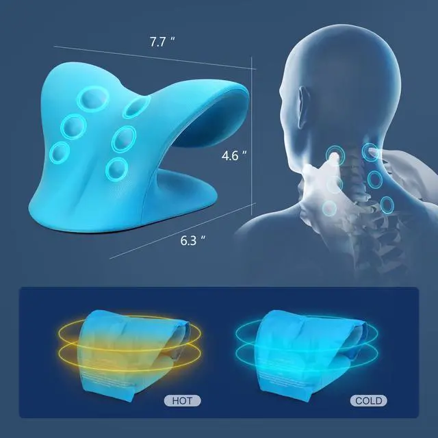 Alt view image 3 of 7 - Neck Stretcher & Gel Pack for Pain Relief, Cervical Traction Device Pillow with Hot Cold Compress, Reusable Ice Pack Wrap for Neck, Shoulder, Knee, Back, Hand Injuries, Swelling, Bruises, Sprains