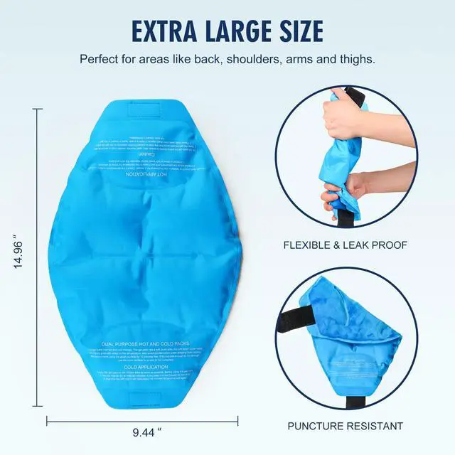 Alt view image 7 of 7 - Neck Stretcher & Gel Pack for Pain Relief, Cervical Traction Device Pillow with Hot Cold Compress, Reusable Ice Pack Wrap for Neck, Shoulder, Knee, Back, Hand Injuries, Swelling, Bruises, Sprains
