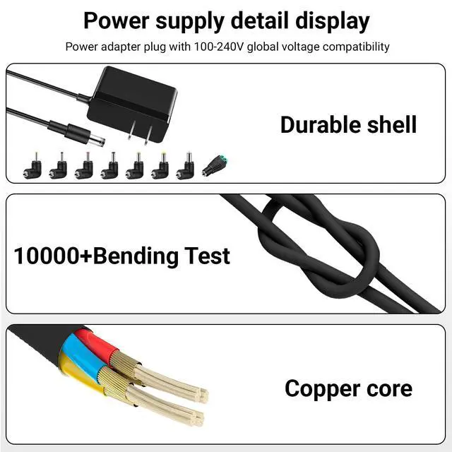 Alt view image 4 of 7 - Massager Power Cord for Zyllion Shiatsu Back and Neck Massager/Nekteck/Comfier Back Shoulder and Neck Massager Charger Supply - 12V - Only Fit for 12V Massager
