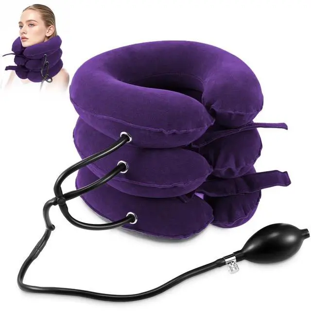 Main image of Neck Stretcher, Cervical Traction Device, Neck Traction Device, Neck Pain Relief, Adjustable Inflatable Neck Brace & Neck Stretcher Cervical Traction, Neck Decompression Home Use (Purple)