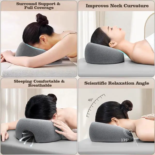 Alt view image 6 of 7 - Face Down Pillow for Massage Table,Massage Headrest for Bed,Stomach Sleeping,BBL Pillow After Surgery,Post-Eye Surgery Recovery,Tanning Pillow with Removable Cover