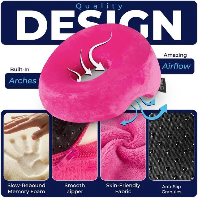 Alt view image 6 of 7 - Face Down Pillow for Massage Bed BBL & Eye Surgery Recovery Headrest | Stomach Sleeping Face Pillow for Prone Sleep, Tanning & Spa | Adjustable Memory Foam Cradle with Removable Cover (Pink)