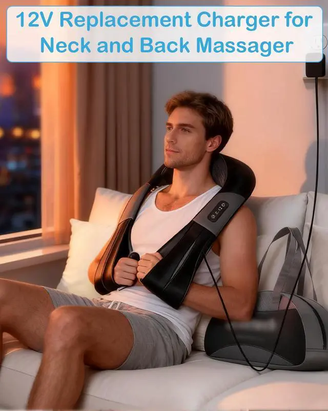 Alt view image 2 of 7 - for Nekteck Neck Massager Charger, 12V Power Cord Compatible with RESTECK, Nekteck, Boriwat, CuPiLo, Mo Cuishle, Snailax, Papillon Shiatsu Back Shoulder Neck and Foot Massager DC 12V 2A Power Adapter