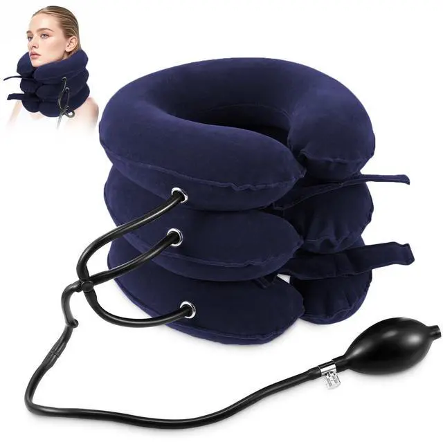 Main image of Neck Stretcher, Neck Traction Device, Cervical Traction Device, Neck Pain Relief, Adjustable Inflatable Neck Brace & Neck Stretcher Cervical Traction, Neck Decompression Home Use (Blue)