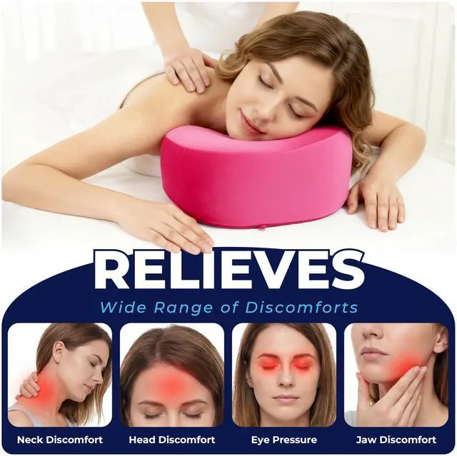 Alt view image 5 of 7 - Face Down Pillow for Massage Bed BBL & Eye Surgery Recovery Headrest | Stomach Sleeping Face Pillow for Prone Sleep, Tanning & Spa | Adjustable Memory Foam Cradle with Removable Cover (Pink)