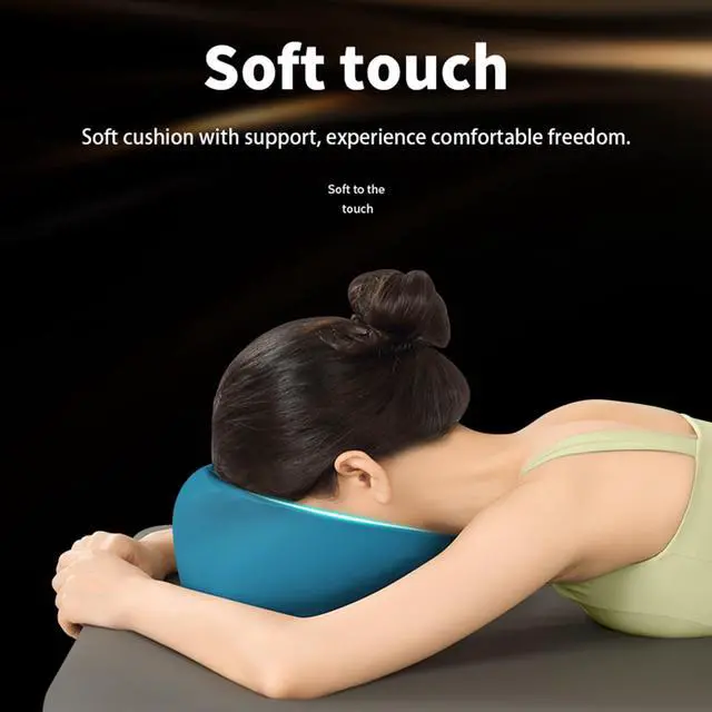 Alt view image 4 of 7 - Memory Foam Prone Massage Pillow - Ergonomic Face Down Pillow for Massage Table, Home Sleeping & Post-Surgery Recovery Comfortable Face-Down Sleeping & Spa Use (Klein Blue)