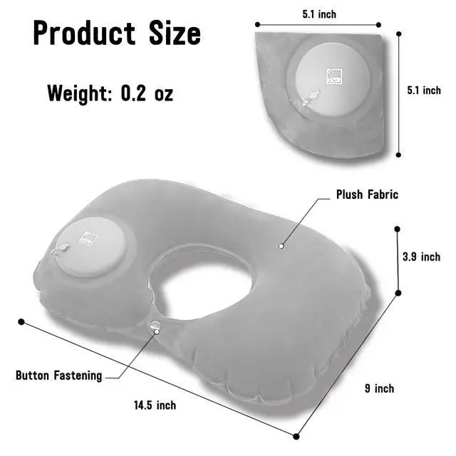 Alt view image 3 of 5 - Original Neckrest Inflatable Pillow, Waterproof Neck Pillow for Neck Support at the Beach, Pool + Airport Travel with Fully Adjustable Firmness and Included Carrying Pouch, Grey