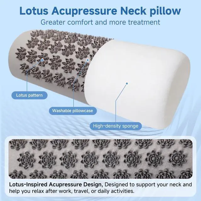 Alt view image 4 of 7 - Acupressure Neck Pillow, Ergonomic Neck Support Pillow with Raised Pressure Points, Neck Rest Pillow for Home, Office, Travel, Reading, Relaxation Gift for Women & Men, Light Gray