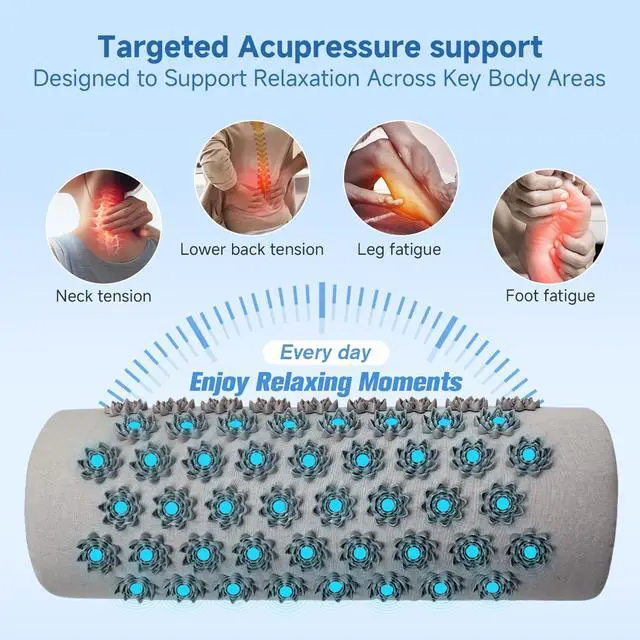 Alt view image 6 of 7 - Acupressure Neck Pillow, Ergonomic Neck Support Pillow with Raised Pressure Points, Neck Rest Pillow for Home, Office, Travel, Reading, Relaxation Gift for Women & Men, Light Gray