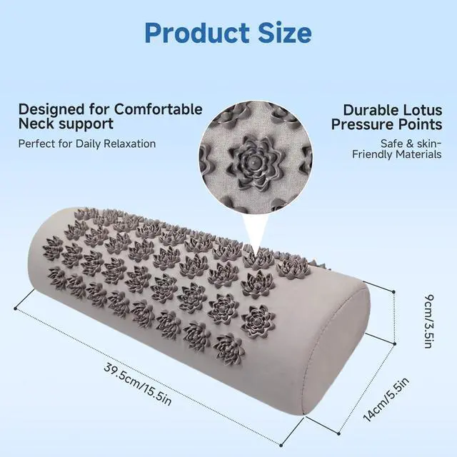 Alt view image 7 of 7 - Acupressure Neck Pillow, Ergonomic Neck Support Pillow with Raised Pressure Points, Neck Rest Pillow for Home, Office, Travel, Reading, Relaxation Gift for Women & Men, Light Gray