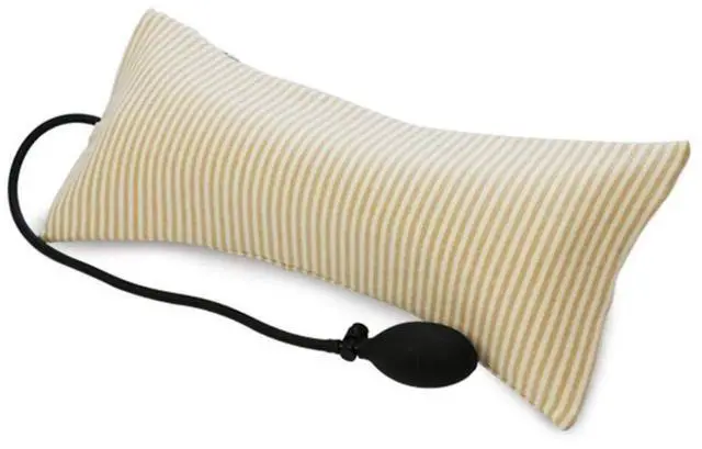 Alt view image 2 of 6 - Inflatable Pillow Cushions, Height Adjustable Neck Cervical Head Support, Soft Portable Pillow with Pump for Car, Home, Office, Travel, Camping, Pillow Case Removable (Brown)