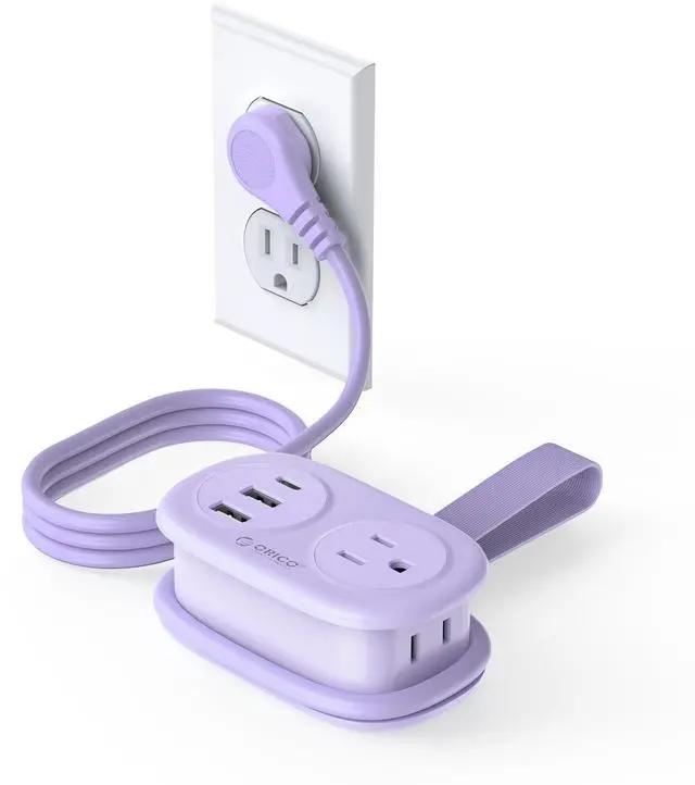 Main image of Cruise Approved Power Strip for Travel, 5 in 1 Extension Cord with 2 AC Outlets 2 USB-A and 1 USB-C Ports, 3.7 ft Flat Plug Wrapped Around Power Strip for Cruise Office, Hotel, Home- AP3