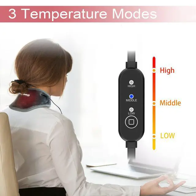 Alt view image 3 of 7 - Neck Heating Pad, USB Wearable Heating Pad, Heated Neck Wrap for Comfortable Warmth, 3 Heat Auto-Off, Electric Thermal Brace, Small USB Warmer for Daily Use, Gift for Women Grandma, 16"-22"