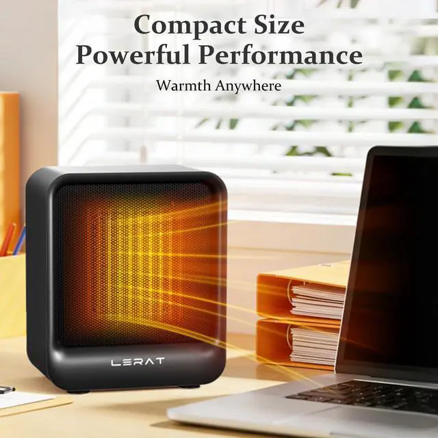 Alt view image 4 of 7 - Space Heater, Portable Mini Heater for Indoor Use, 500W Fast Heating Small Desk Heater with Overheating & Tip-Over Protection, Lightweight Electric Heaters for Office, Home, CampingBlack